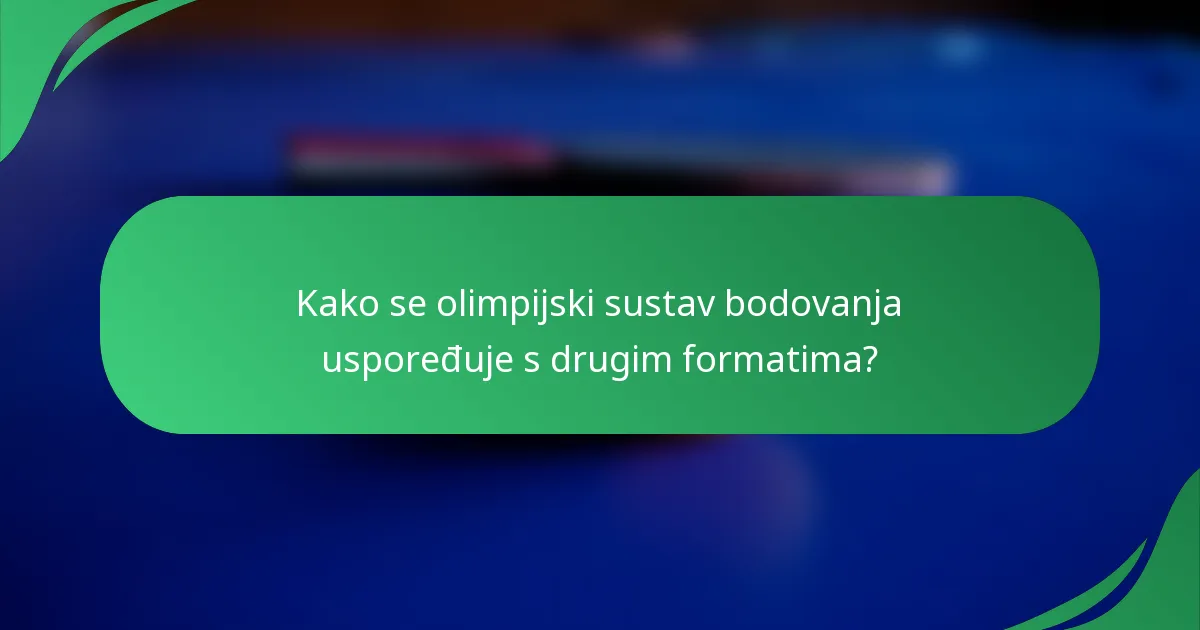 Kako se olimpijski sustav bodovanja uspoređuje s drugim formatima?