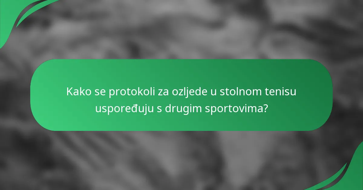 Kako se protokoli za ozljede u stolnom tenisu uspoređuju s drugim sportovima?