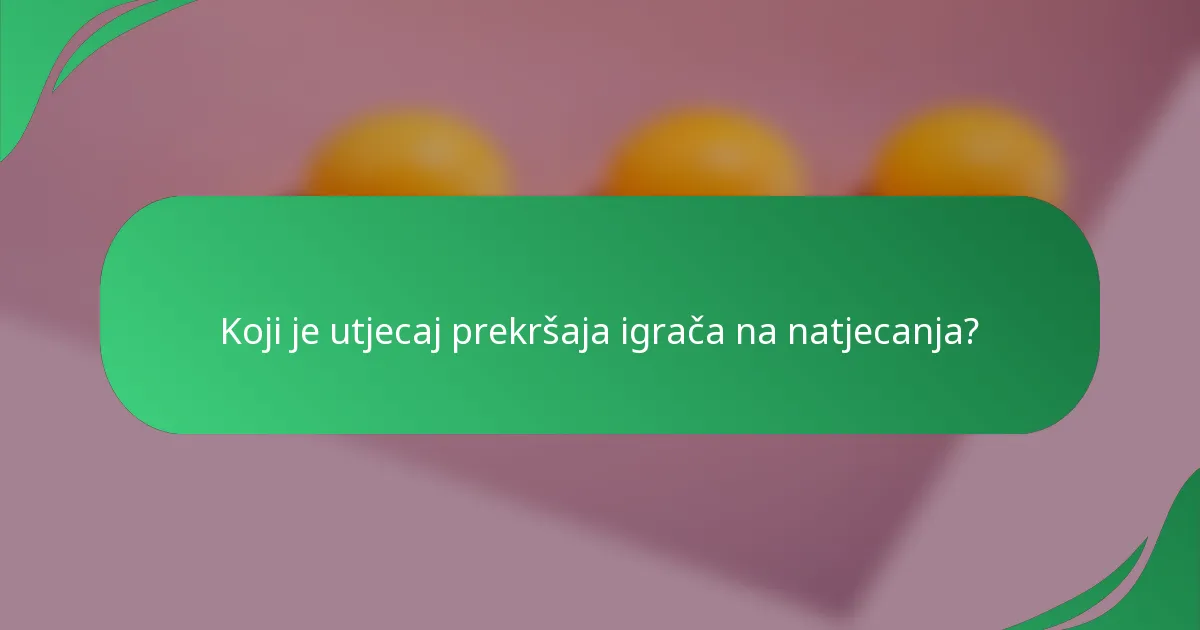 Koji je utjecaj prekršaja igrača na natjecanja?