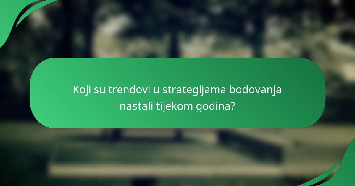 Koji su trendovi u strategijama bodovanja nastali tijekom godina?